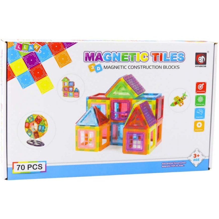 "Lean Toys" magnetic building blocks set, educational, colorful, 70 pcs. – 4