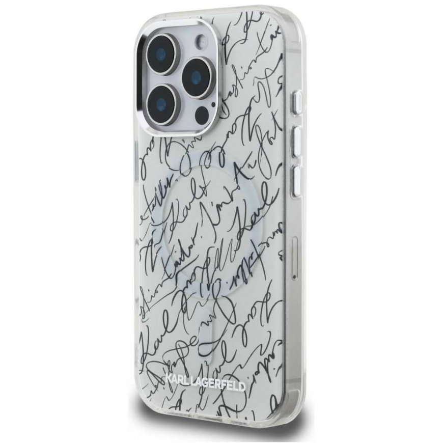 Dėklas Karl Lagerfeld IML Karl Script Pattern MagSafe skirtas Apple iPhone 16 Pro Max baltos spalvos – 2