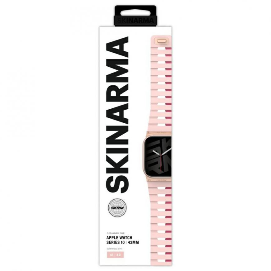 Apyrankä Skinarma Gemini Apple Watchille 42/41/40 mm vaaleanpunaisena – 5