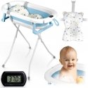 Foldable baby bathtub for children, with a frame, thermometer, and insert Ricokids RK-287 in white and blue Foldable baby bathtub for children, with a frame, thermometer, and insert Ricokids RK-287 in white and blue