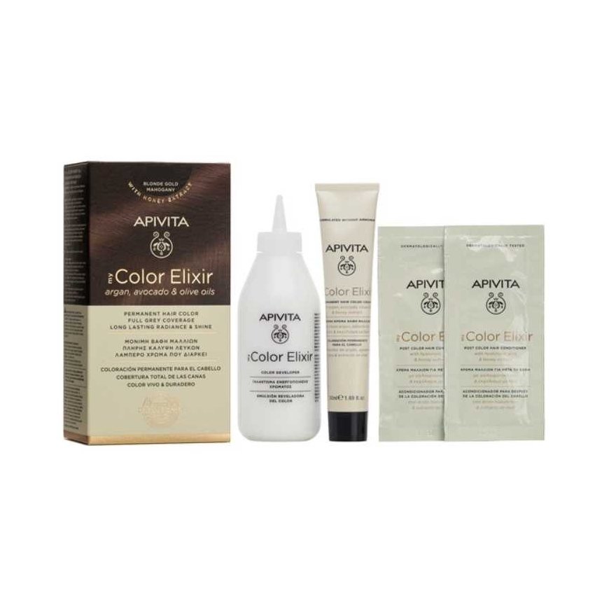 Pitkäkestoiset hiusvärit Apivita MY COLOR ELIXIR, 7.35 Vaaleakulta Mahonki – 3