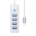 Orico Hub adapteris USB-C uz 4x USB 3.0, 5 Gbps, 0.15 m (balts) Orico Hub adapteris USB-C uz 4x USB 3.0, 5 Gbps, 0.15 m (balts)