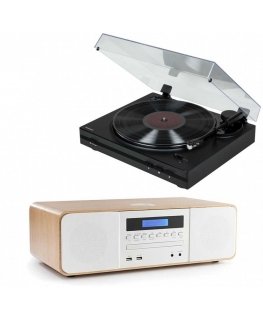 Stereo mängija / digitaalne mini HiFi süsteem plaadimängijaga THOMSON TT350 ja MIC201