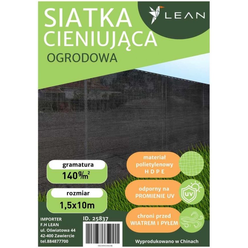 Lean Suojaverkko polyeteenistä 1,5x10 m, vihreä, 140 g/m² – 5