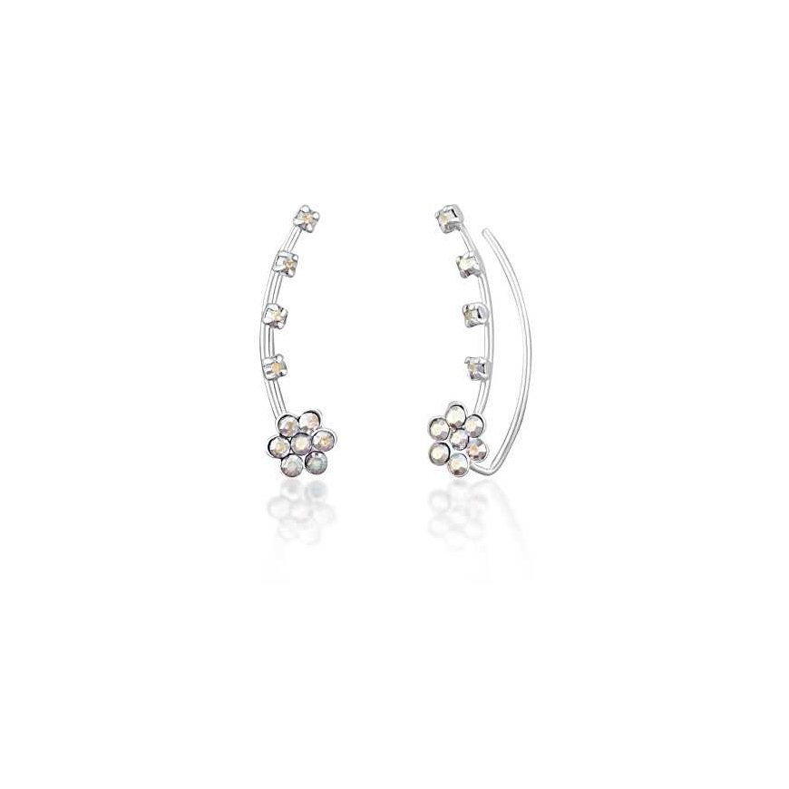 Jwl Luxury Pearls Gėlėti išilginiai auskarai su kristalais JL0722