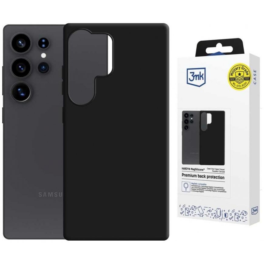 3MK Hardy MagSilicone vāciņš Samsung Galaxy S25 Ultra melnā krāsā