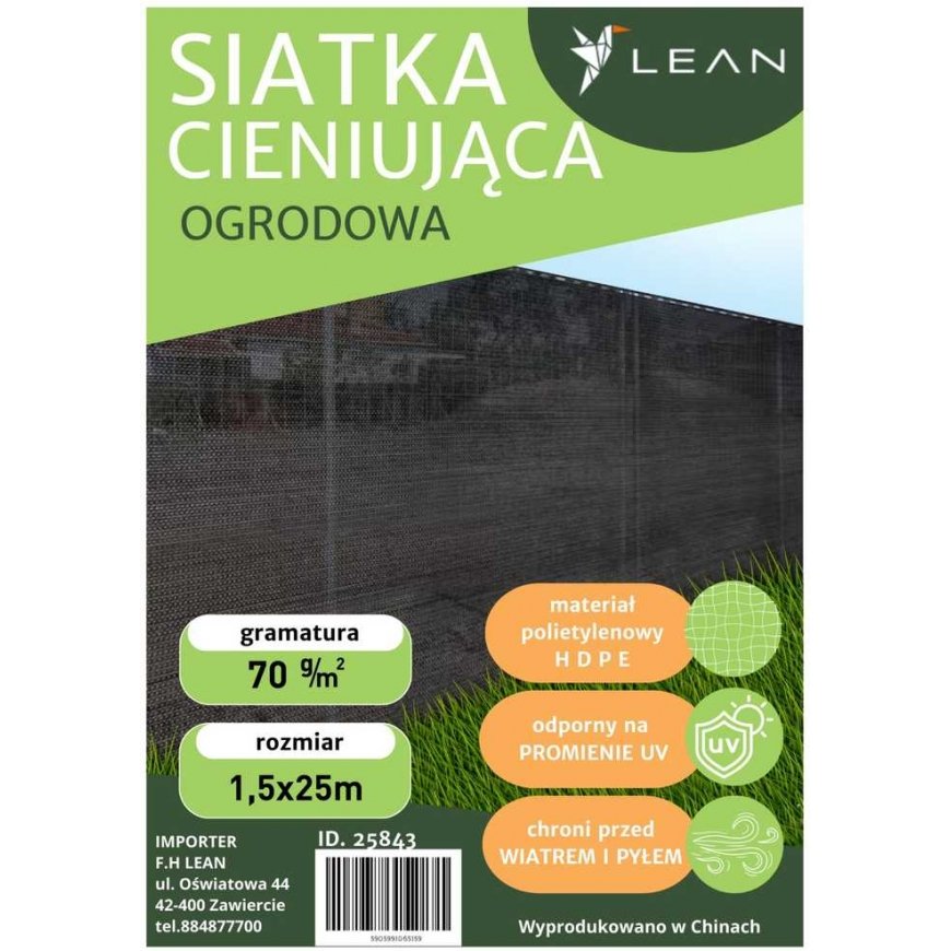 Lean Darkening net for fence, 1.5 x 25 m, gray, 70 g/m² – 5