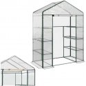 Lean Mini -kasvihuone parvekkeelle PVC-verholla ja metallihyllyillä, 195 x 143 x 73 cm