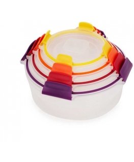 Joseph Joseph Joseph JJ-Set of 4 Round Containers, 8 pcs, Nesting Lock