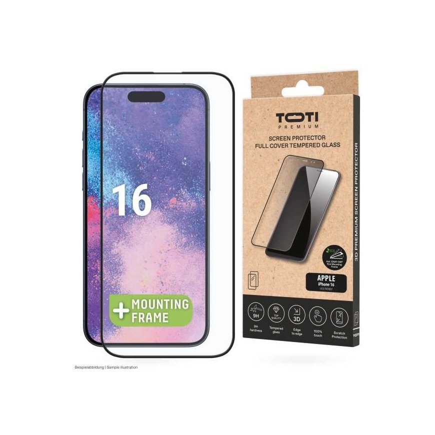 Toti Premium PREMIUM TEMPERED ekrāna aizsargstikls 3D pilnībā pārklāj Apple iPhone 16