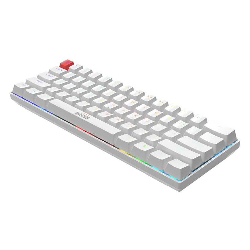 MARVO KG933 Saber 61 RGB Wired Gaming Keyboard | USB-C | BT | 2.4 G | White, 60% – 3