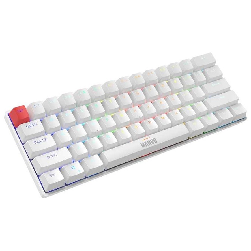 MARVO KG933 Saber 61 RGB Vadu spēļu tastatūra | USB-C | BT | 2.4 G | Balta, 60% – 4