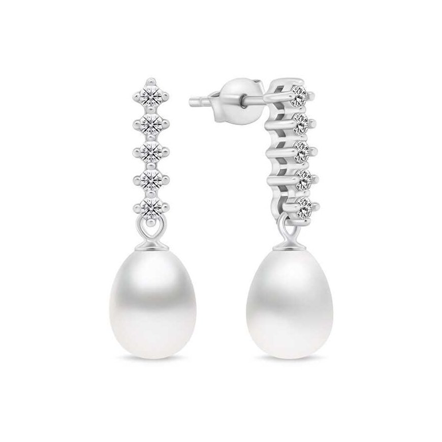 Brilio Silver Brilio Silver Charming silver earrings with pearl and zircon EA950W