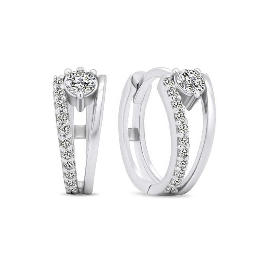 Серьги Brilio Silver Akinantys круглые с цирконами EA503W