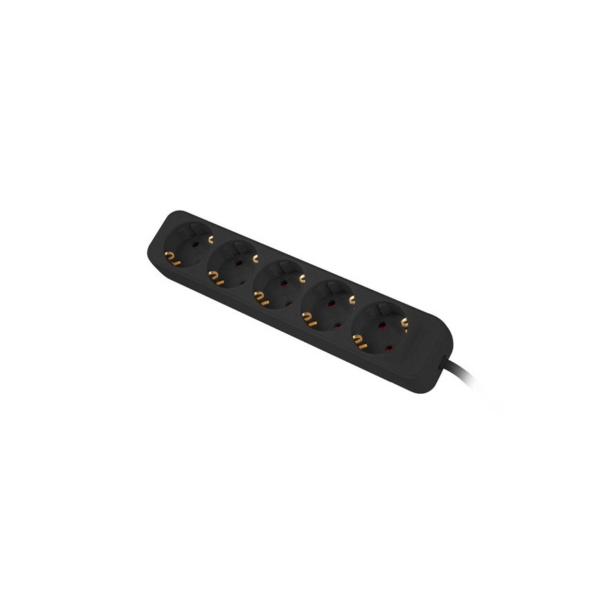 Lanberg PS0-05F-0300-BK pikendusjuhe 3 m 5 vahelduvvoolu kontakt Hoonesisene Must – 3