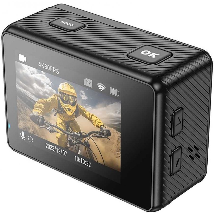 HOCO spordikaamera kahekordse ekraaniga 1,3" + 2" 4K/30fps DV101 must – 2