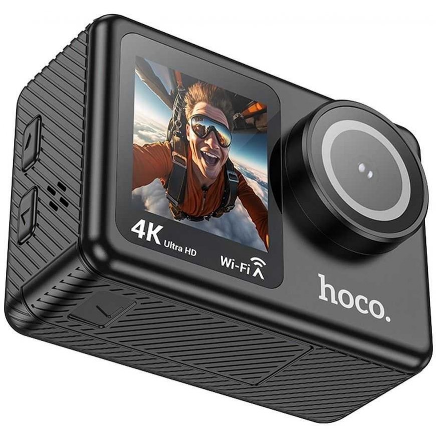 HOCO sporta kamera ar diviem ekrāniem 1,3" + 2" 4K/30fps DV101 melna – 5