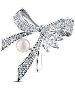 Jwl Luxury Pearls Prabangi moteriška sagė su perlais ir cirkoniais - kaspinėlis JL0869