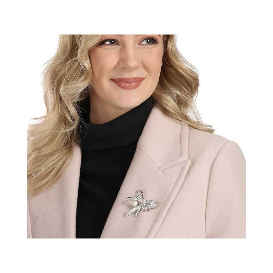 Jwl Luxury Pearls Elegant women's brooch with pearls and zircons - bow JL0869 – 3