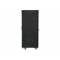 Lanberg free standing rack 19inch cabinet 27U 600x600 glass door LCD flat pack black Atskiras stovas Lanberg free standing rack 19inch cabinet 27U 600x600 glass door LCD flat pack black Atskiras stovas