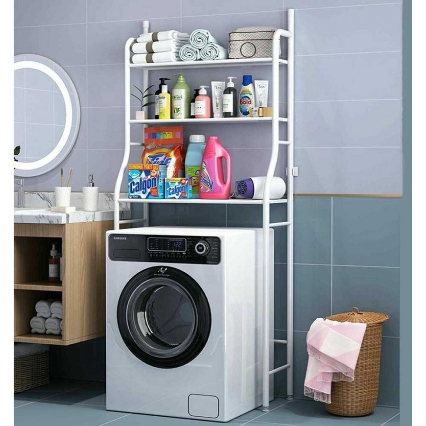Ultra Clean Shelf above washing machine with hooks, 65 x 25 x 155 cm