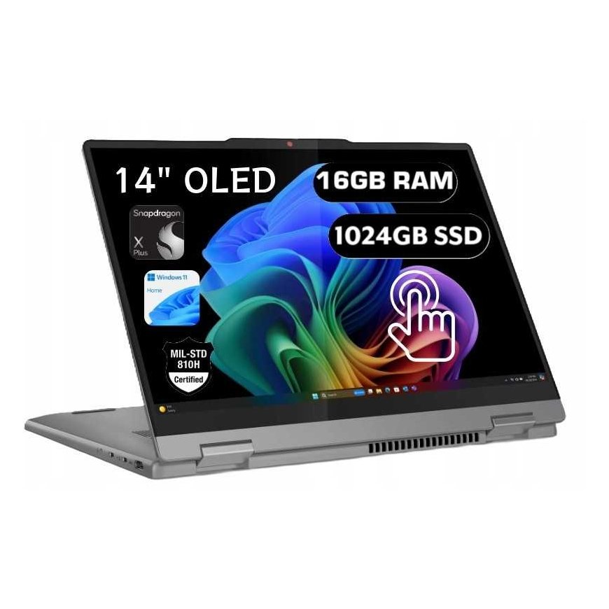Kannettava tietokone 2-in-1 Lenovo IdeaPad 5 14Q8X9 83GH002EPB X Plus X1P-42-100 Touch 14" WUXGA OLED 16GB 1000SSD W11 ARM