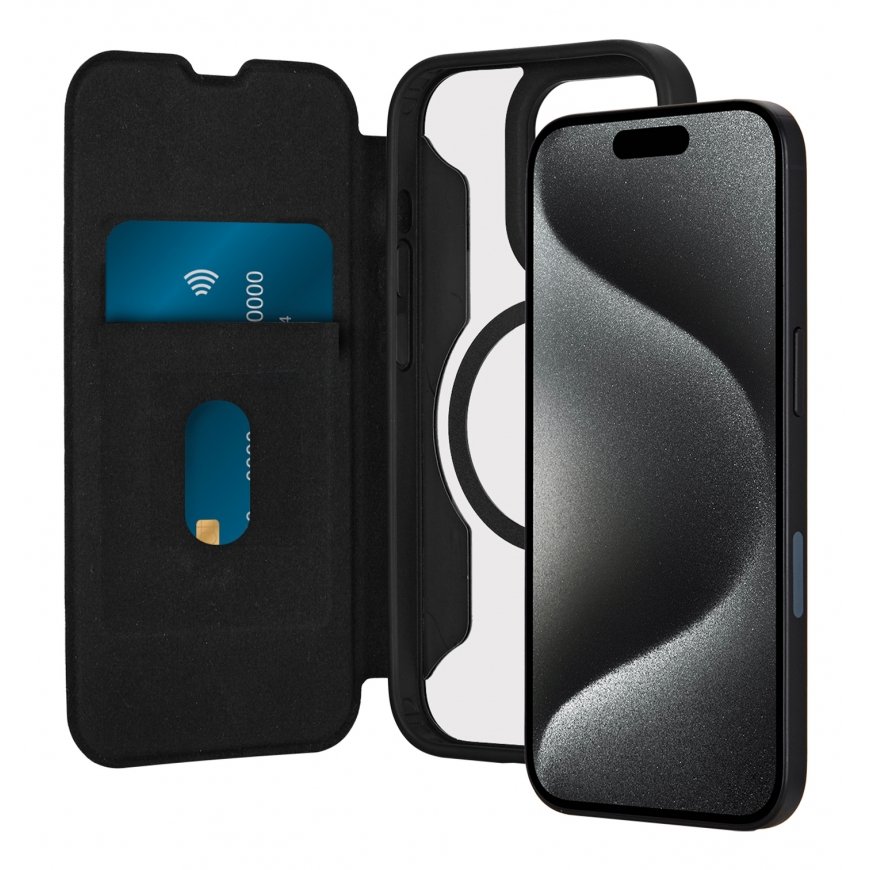 PURO Book Mag 2 mobile phone case 16 cm (6.3") Folio Black, Transparent – 3