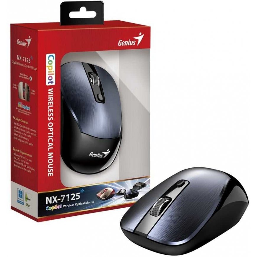 Juhtmeta hiir, Genius NX-7125, metallist pall, optiline, 1200DPI – 2