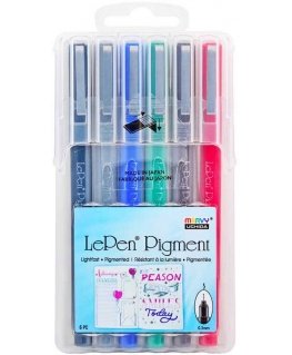 MARVY stilingi rašikliai plonu antgaliu 4900-6A "Le Pen Pigment" Pastel, 6vnt.
