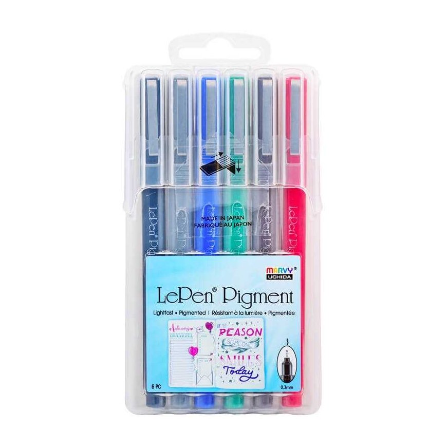 MARVY stiilne pliiats õhukese otsaga 4900-6A "Le Pen Pigment" Pastel, 6tk.