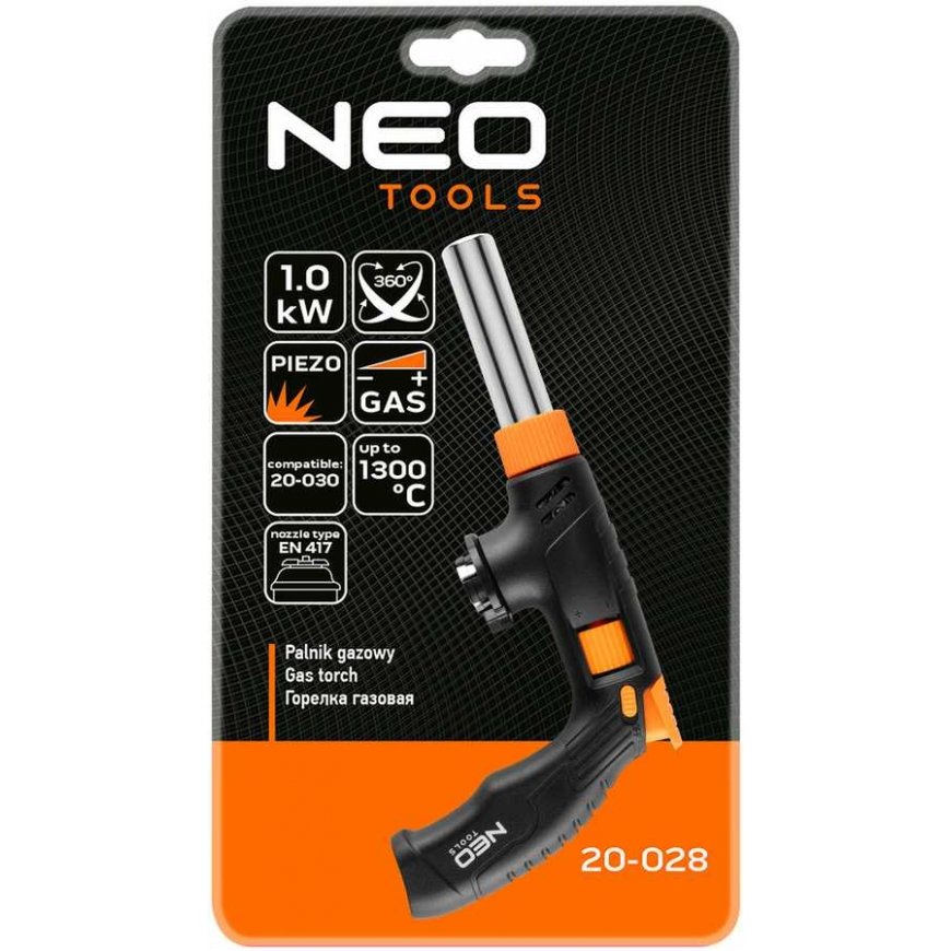 Neo Tools Dujinis degiklis su pjezoelektriniu jungikliu, sukamas 360 laipsnių kampu. su liepsnos reguliavimu. – 5