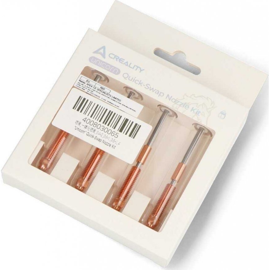 Unicorn Quick-Swap antgalių rinkinys Creality 3D spausdintuvams - 0.4mm/0.6mm/0.8mm - 1.75mm siūlas - 4 vnt. – 4