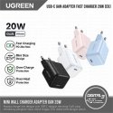 Ugreen X512 20W GaN 1x USB-C настенная зарядка - Розовая Ugreen X512 20W GaN 1x USB-C настенная зарядка - Розовая