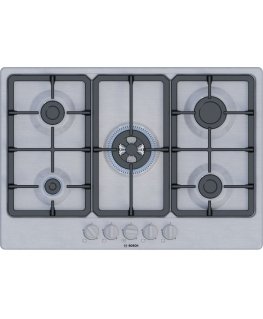 Bosch Serie 4 PGQ7B5K90 варочная поверхность Нержавеющая сталь Встроенный 75 cm Газовый 5 зона(ы)