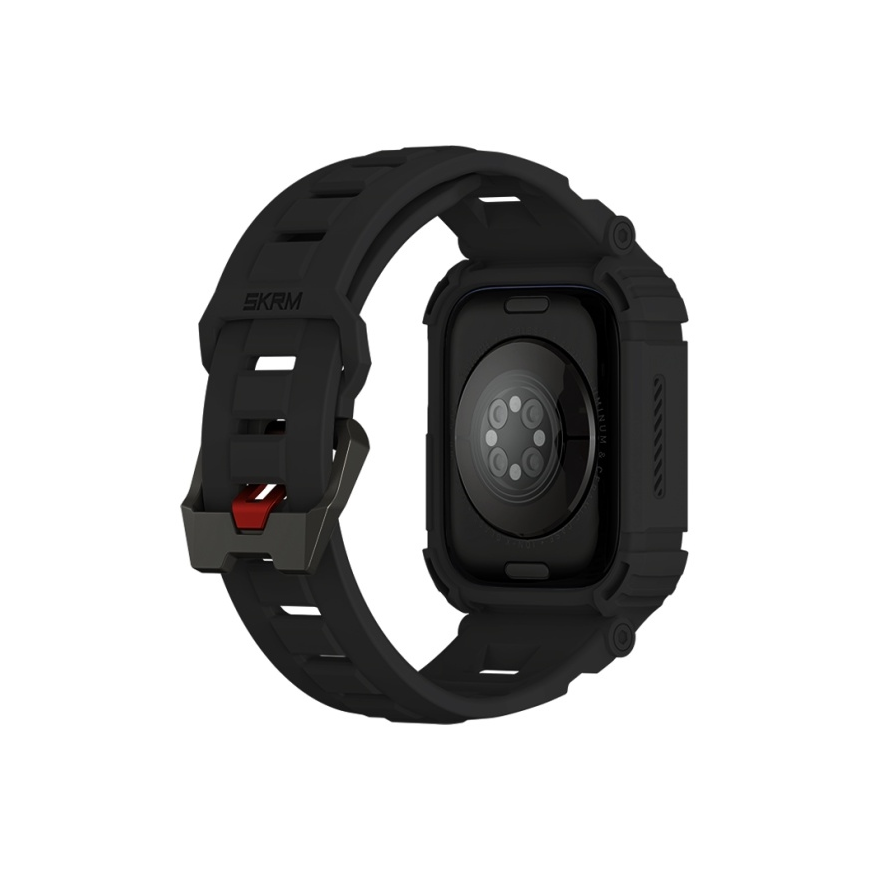 Ādas aproce + vāciņš Mecha 2in1 Apple Watch 45/44mm melnā krāsā – 4
