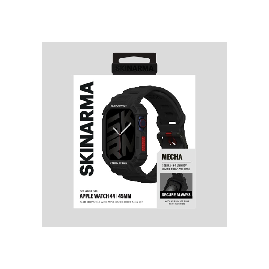 Ādas aproce + vāciņš Mecha 2in1 Apple Watch 45/44mm melnā krāsā – 5
