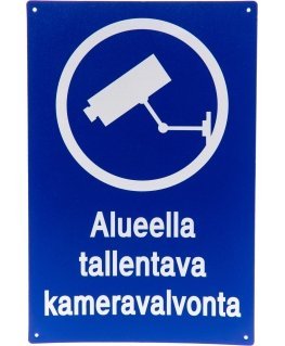Kyltti, Alueella tallentava kameravalvonta, 20 x 30 cm, sininen