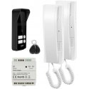 Orno ENIR, intercom set for two families, 2-wire, DIN rail power supply, with remote control reader, white Orno ENIR, intercom set for two families, 2-wire, DIN rail power supply, with remote control reader, white