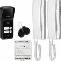 Orno ENIR, intercom set for two families, 2-wire, DIN rail power supply, with remote control reader, white Orno ENIR, intercom set for two families, 2-wire, DIN rail power supply, with remote control reader, white