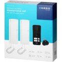 Orno ENIR, intercom set for two families, 2-wire, DIN rail power supply, with remote control reader, white Orno ENIR, intercom set for two families, 2-wire, DIN rail power supply, with remote control reader, white