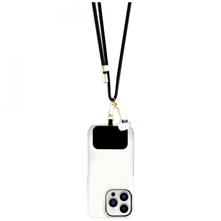 Universaalne kaelarihm telefonile Hello Kitty Patch & Kitty Head Charm musta värvi – 3