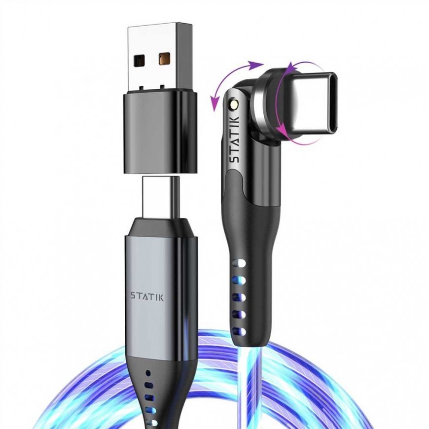 STATIK PowerPivot Pro, illuminated LED cable, USB-C to USB-C, 1m, Black – 5