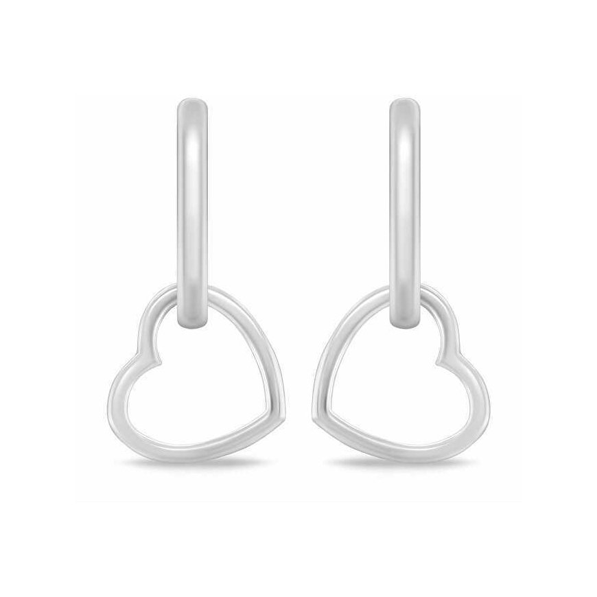 Серебряные овальные серьги Brilio Silver с сердечками 2в1 EA1188W – 2