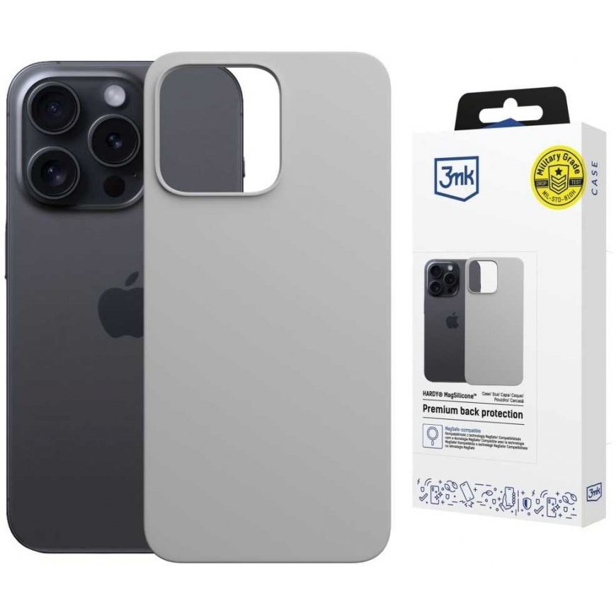 Чехол 3MK Hardy MagSilicone для Apple iPhone 16 Pro титановый цвет – 2