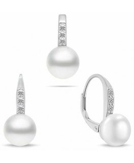 Brilio Silver Charming hõbedane ehtekomplekt, mis sisaldab pärleid SET291W (kõrvarõngad, ripats)