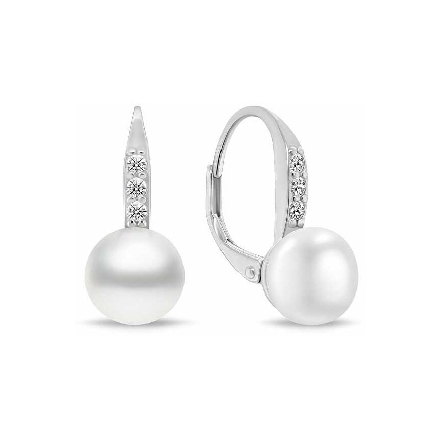 Brilio Silver Charming silver jewelry set with pearls SET291W (earrings, pendant) – 2
