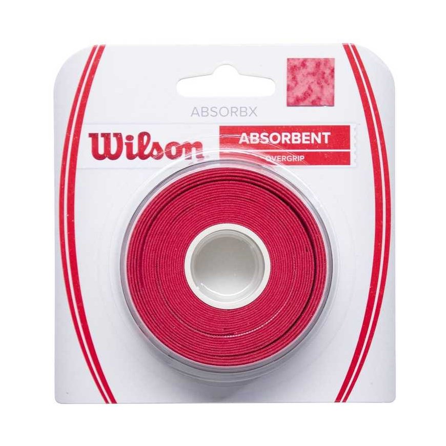 Wilson Absorbx Overgrip satīnas, 3 iepakojumi, sarkans