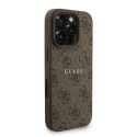 „Guess“ PU ādas 4G krāsains gredzenu josta „MagSafe“ vāciņš, kas paredzēts „iPhone 16 Pro Max“, brūns