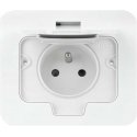 Orno Hermetic rectangular electrical socket, IP55, 1x2P+Z (French), white Orno Hermetic rectangular electrical socket, IP55, 1x2P+Z (French), white