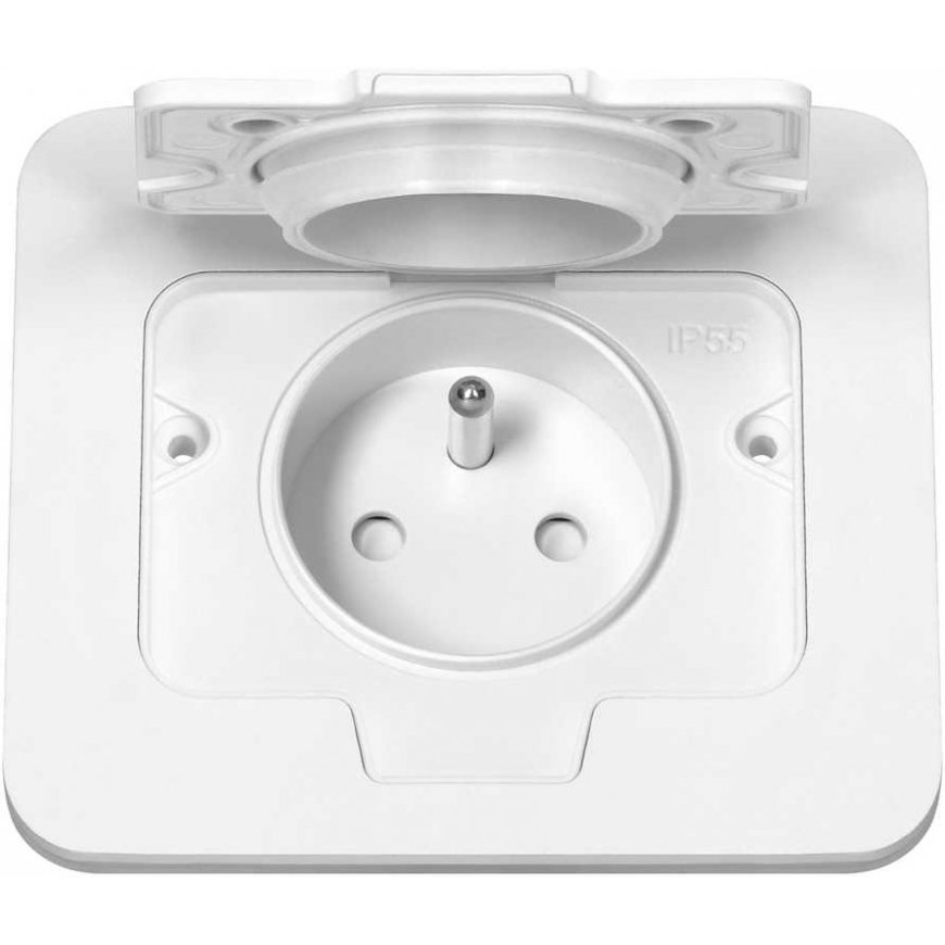 Orno Hermetic rectangular electrical socket, IP55, 1x2P+Z (French), white – 3